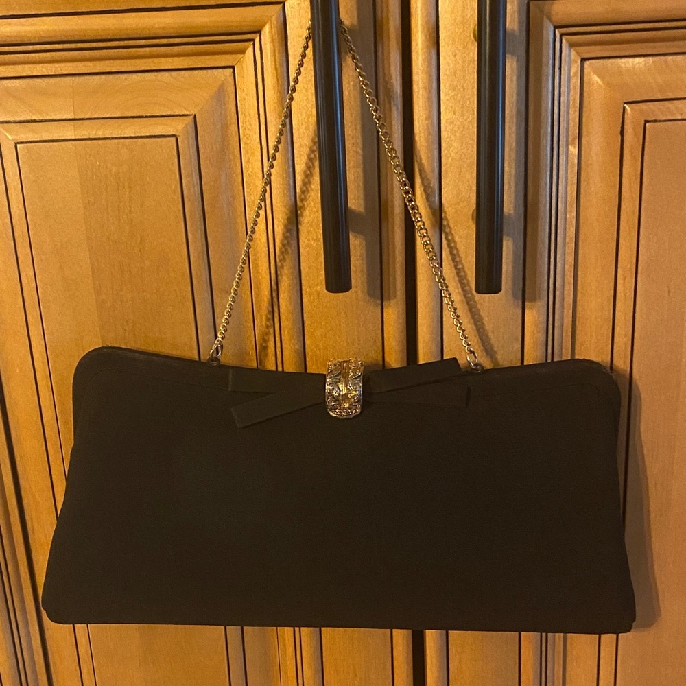 Vintage Elegant Black Clutch with Chain Strap